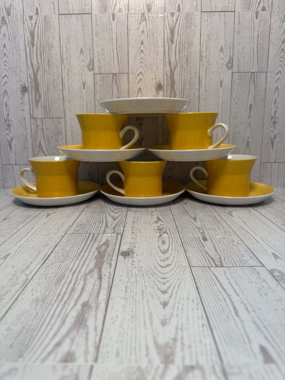 Mikasa Duplex Yellow Cup and Saucer Set Ben Seibel Vintage